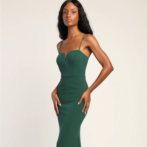 Lulus Finding the One Forest Green Mermaid Maxi Dress Size XL NEW - Picture 7 of 12